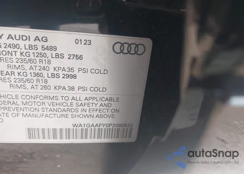 2023 Audi Q5 Premium 45 Tfsi S Line Quattro z USA, uszkodzony, nr VIN WA1GAAFY3P2087402